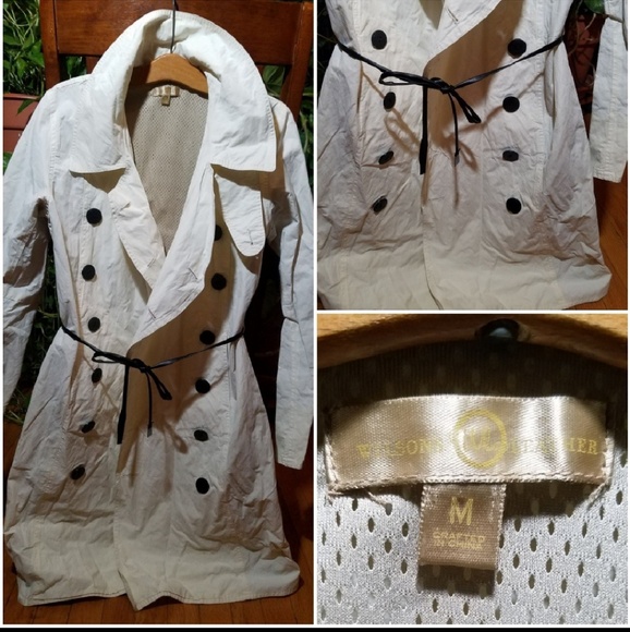 Wilson Trench Coat Off White Size Medium - Picture 3 of 7